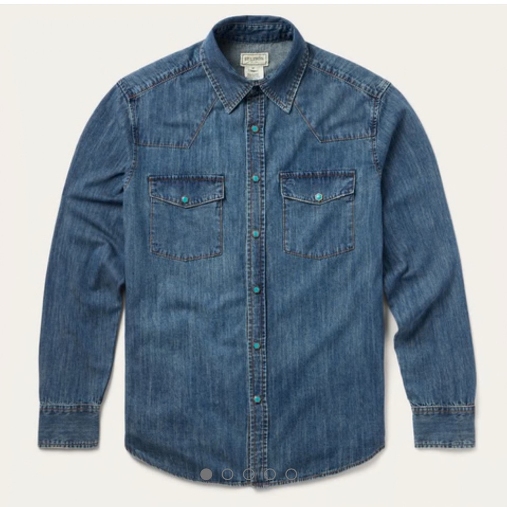 TURQUOISE SNAP LIGHTWEIGHT DENIM SHIRT